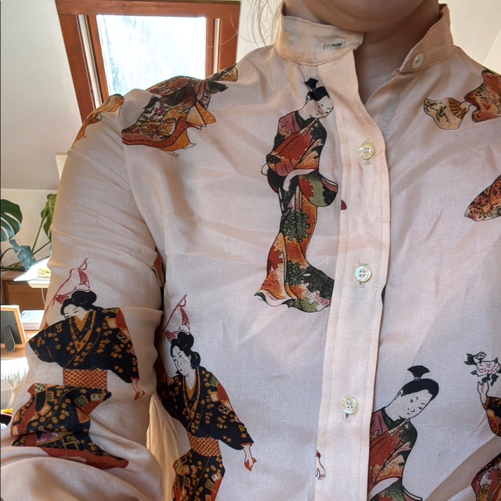 Asian-Inspired Print Blouse
